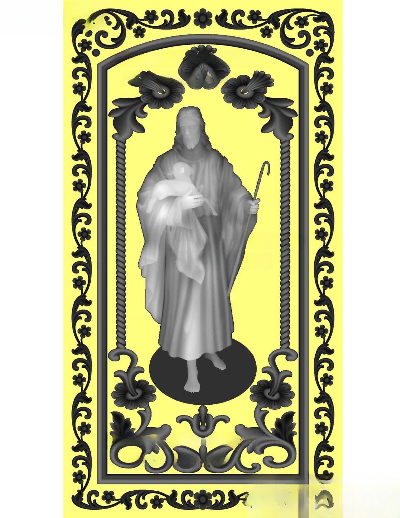 MD - MIX-121 Jesus The Good Shepherd Artistic 3D Relief Carving Model